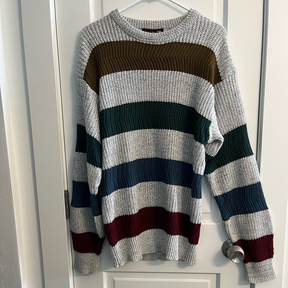 Vintage Todays News color block striped sweater